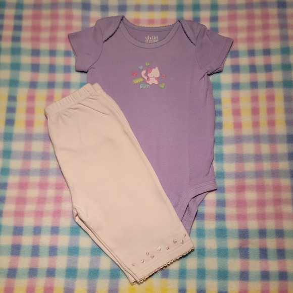 WENDY BELLISSIMO 💕 Pink Elastic Waist Pants w/Embroidered Mini Heart's 0-3M - Picture 6 of 11